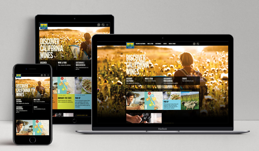 Discover California Wines Website on Mobile, Tablet and Desktop