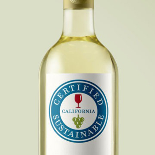 Certified Sustainable Logo on Wine Bottle