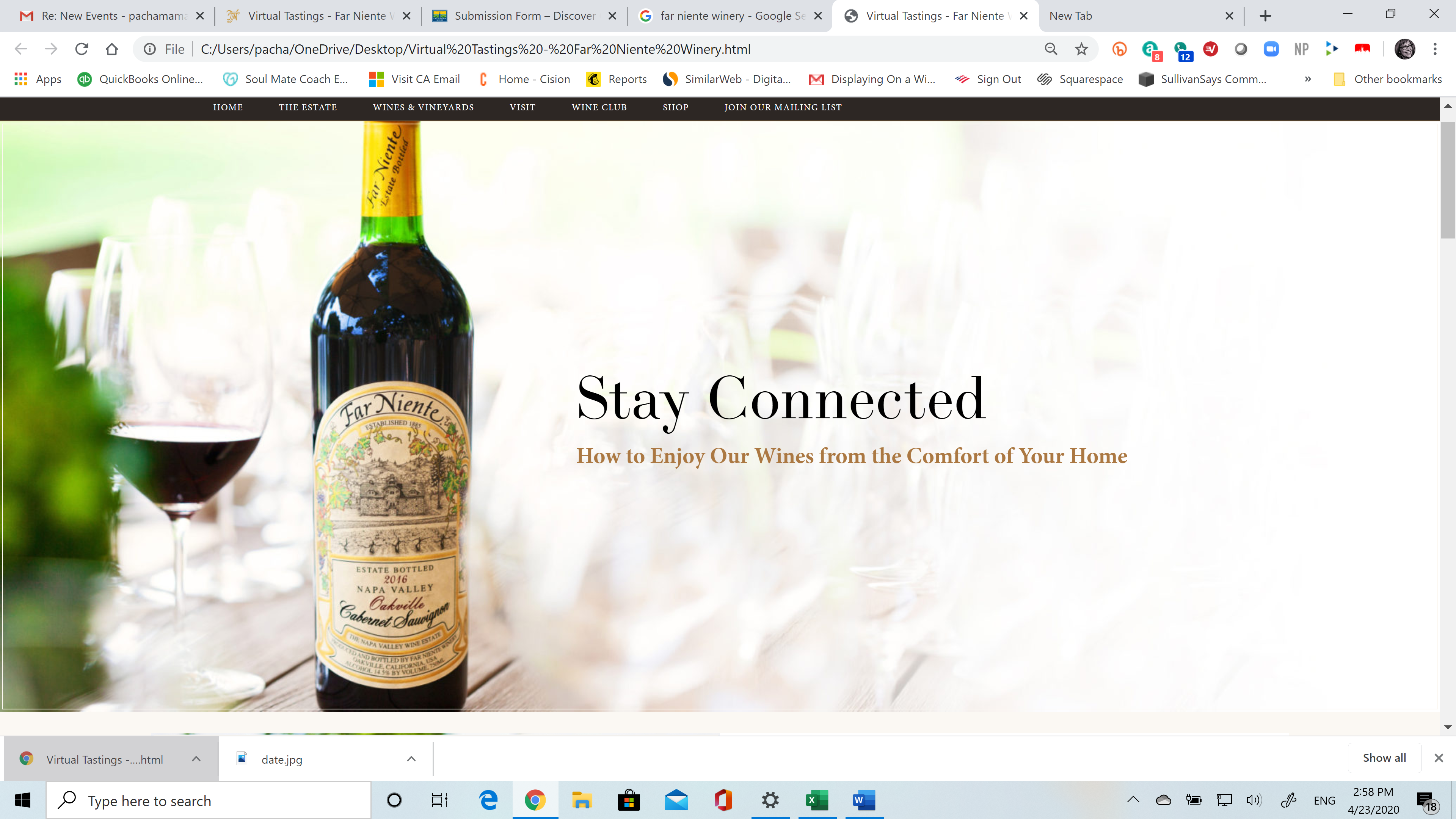 Private Virtual Wine Tasting with Far Niente