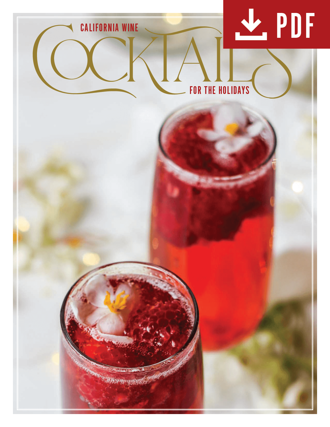 Two Wine Cocktails on the cover of the Holiday Cocktail ebook