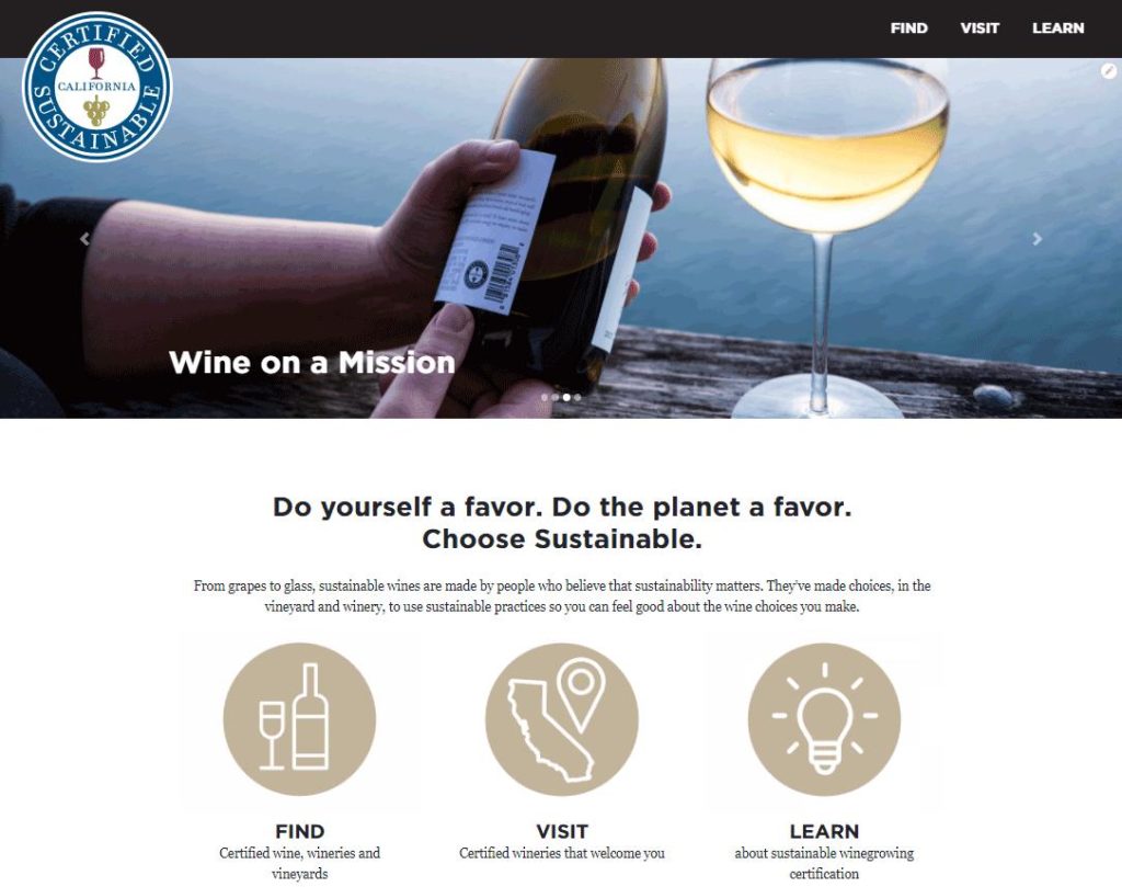 certified sustainable website screenshot