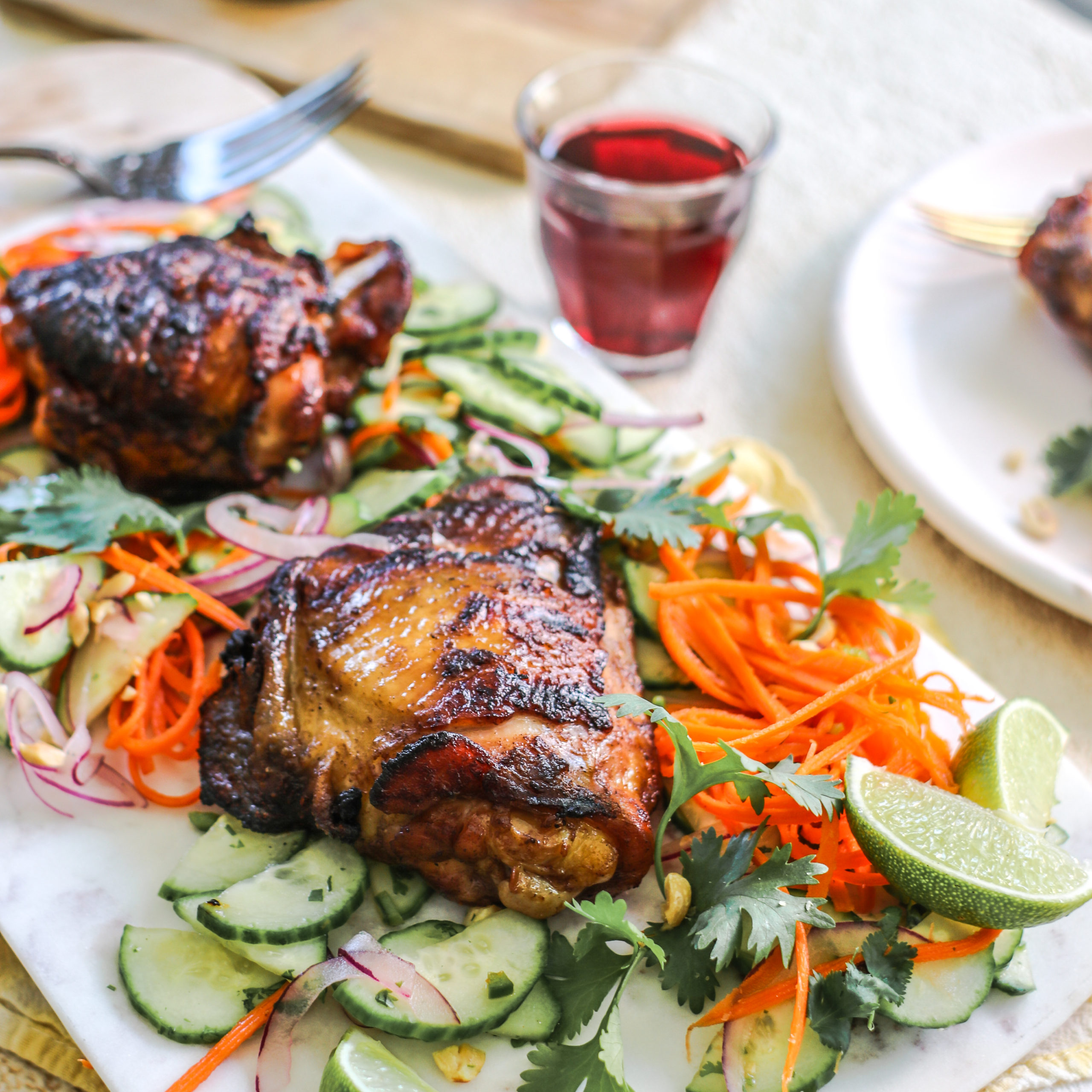 Grilled Five-Spice Chicken with Cucumber Peanut Salad