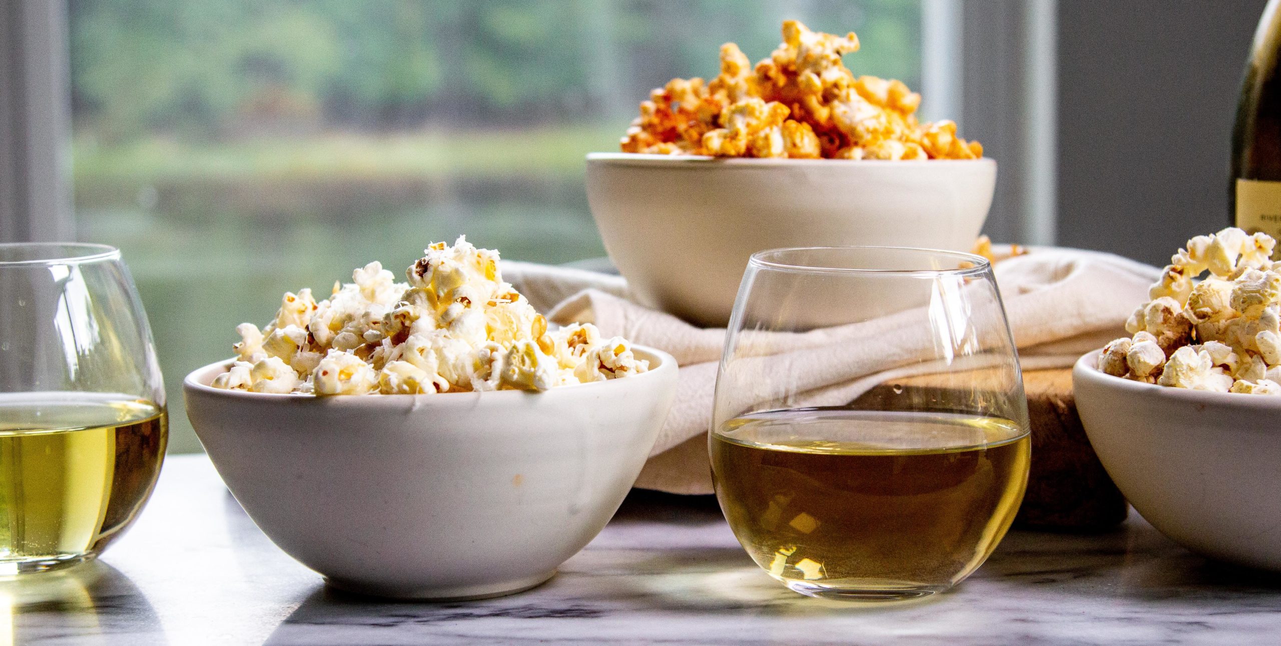 Popcorn Trio: paired with California Chardonnay