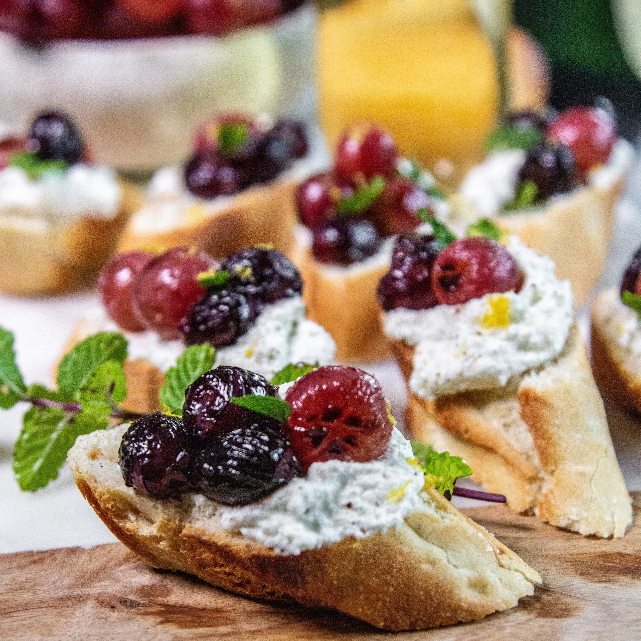 Ricotta Toasts with Roasted Grapes