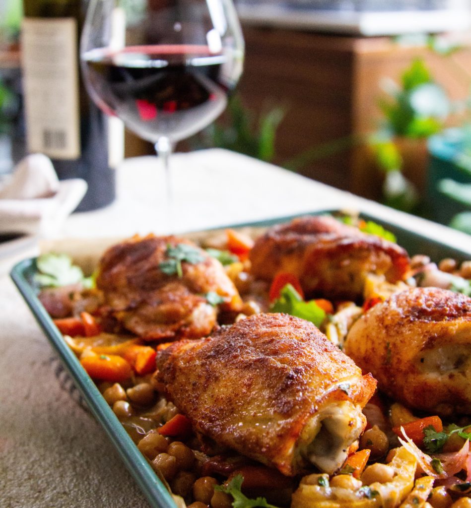 Sheet-Pan Chicken with Chickpeas, Carrots and Lemon