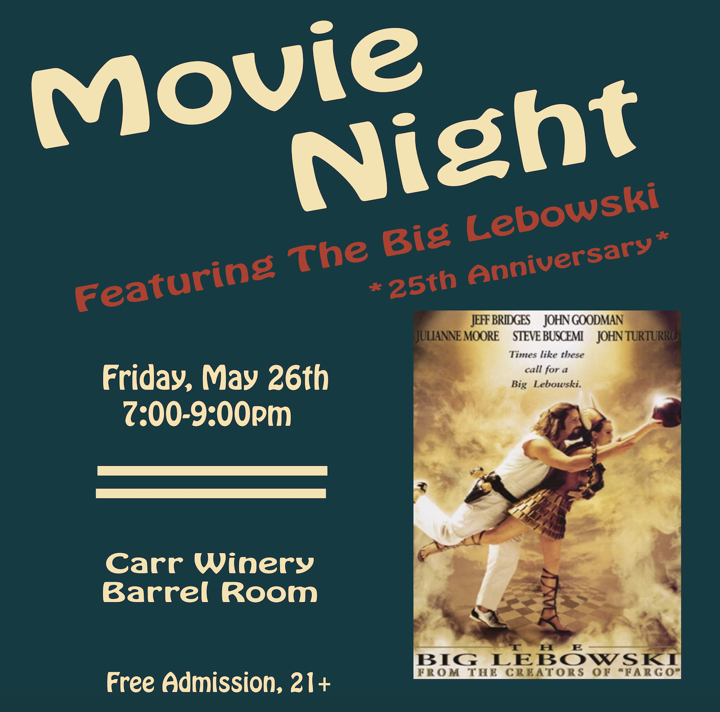 The Big Lebowski 25th Anniversary Movie Night Discover California Wines