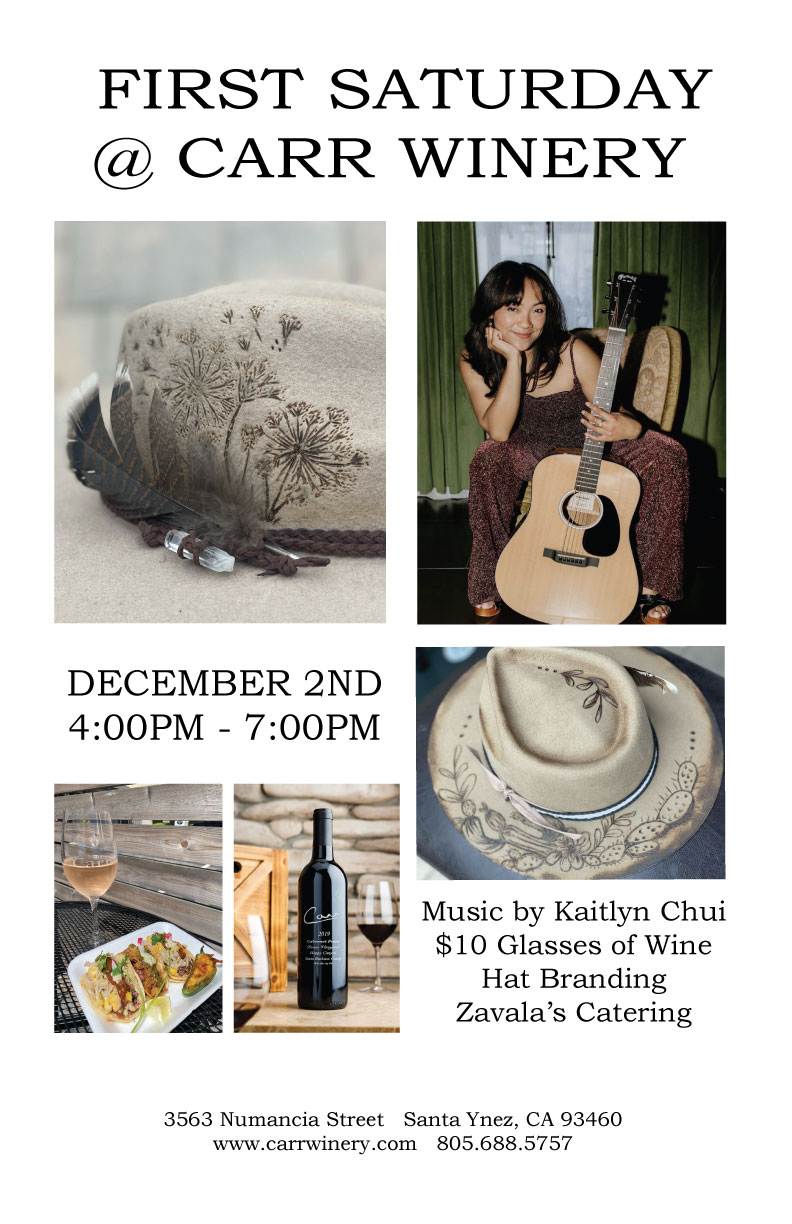 December First Saturday In The Valley! Kaitlyn Chui + Hat Branding + Wine + Zavala’s Catering