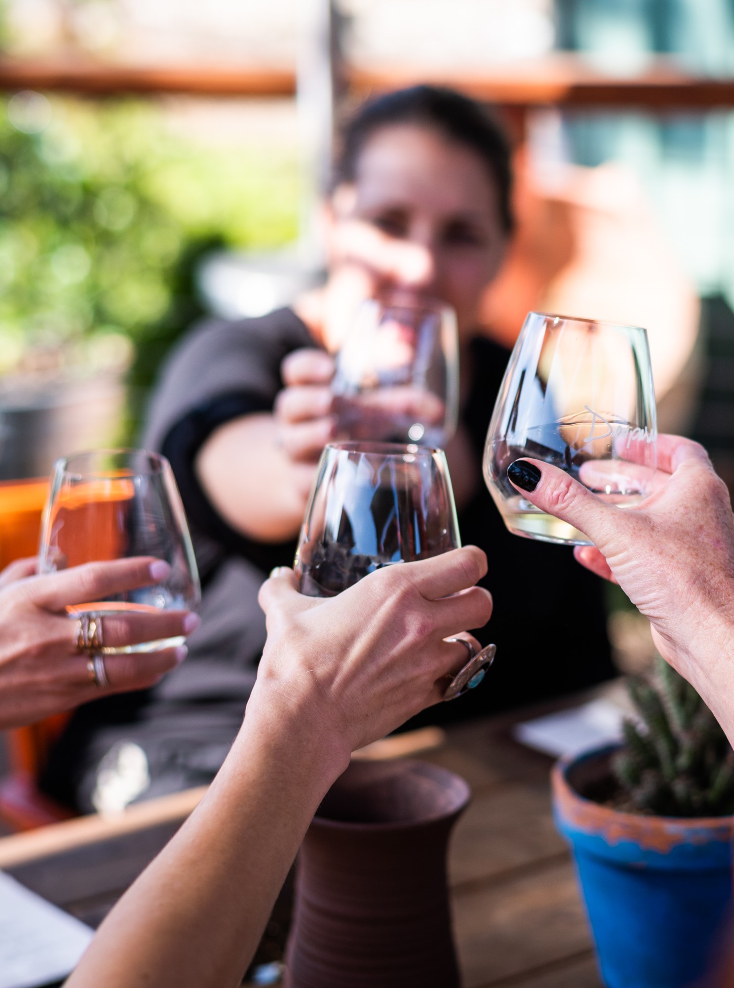 Wine tasting people cheers