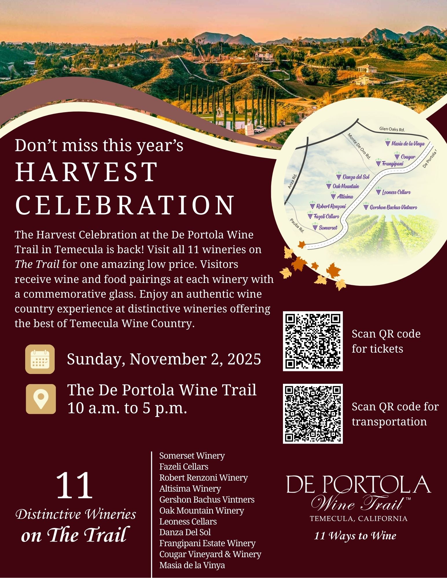 Harvest Celebration at the De Portola Wine Trail