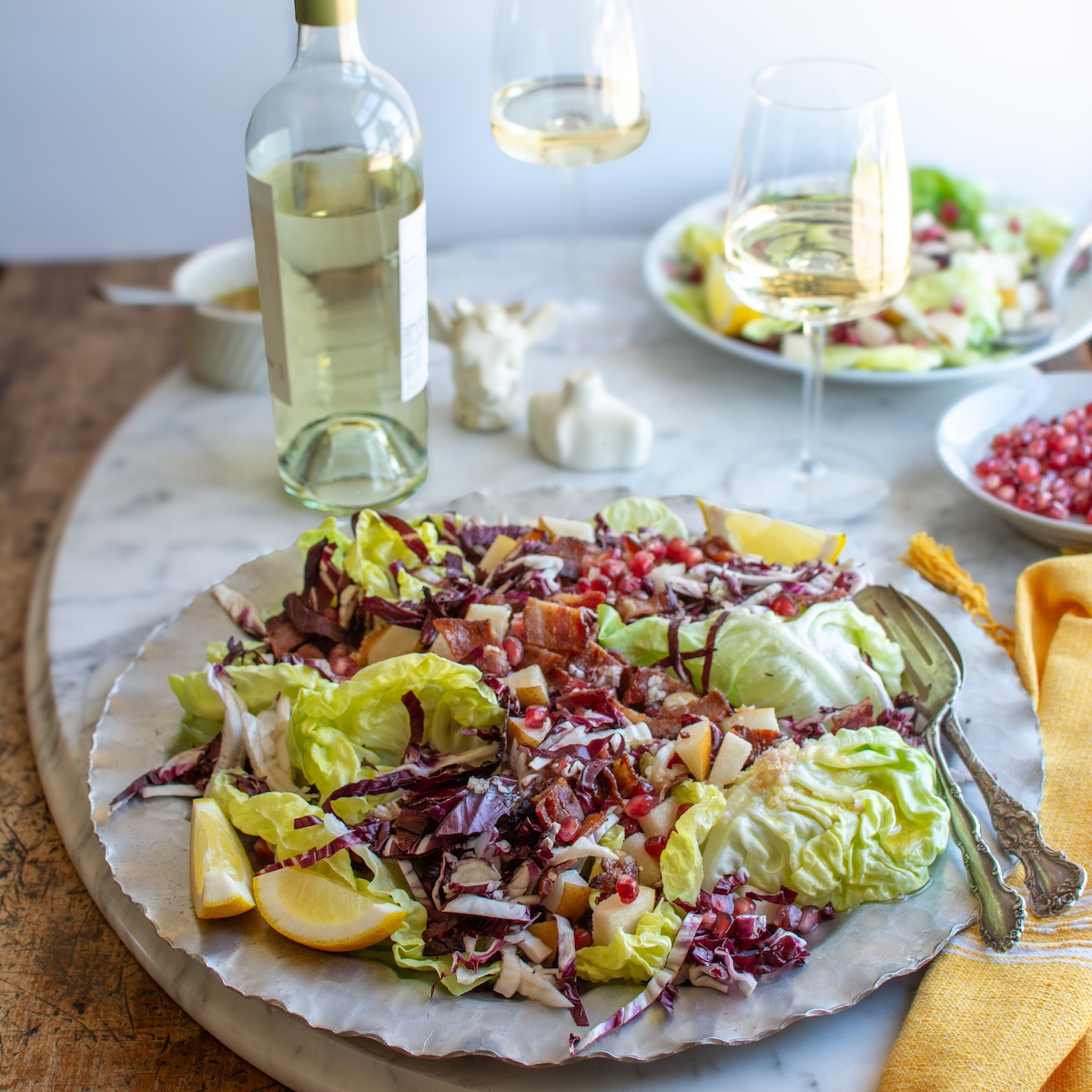 Radicchio Salad with Asian Pear, Bacon & Pomegranate
