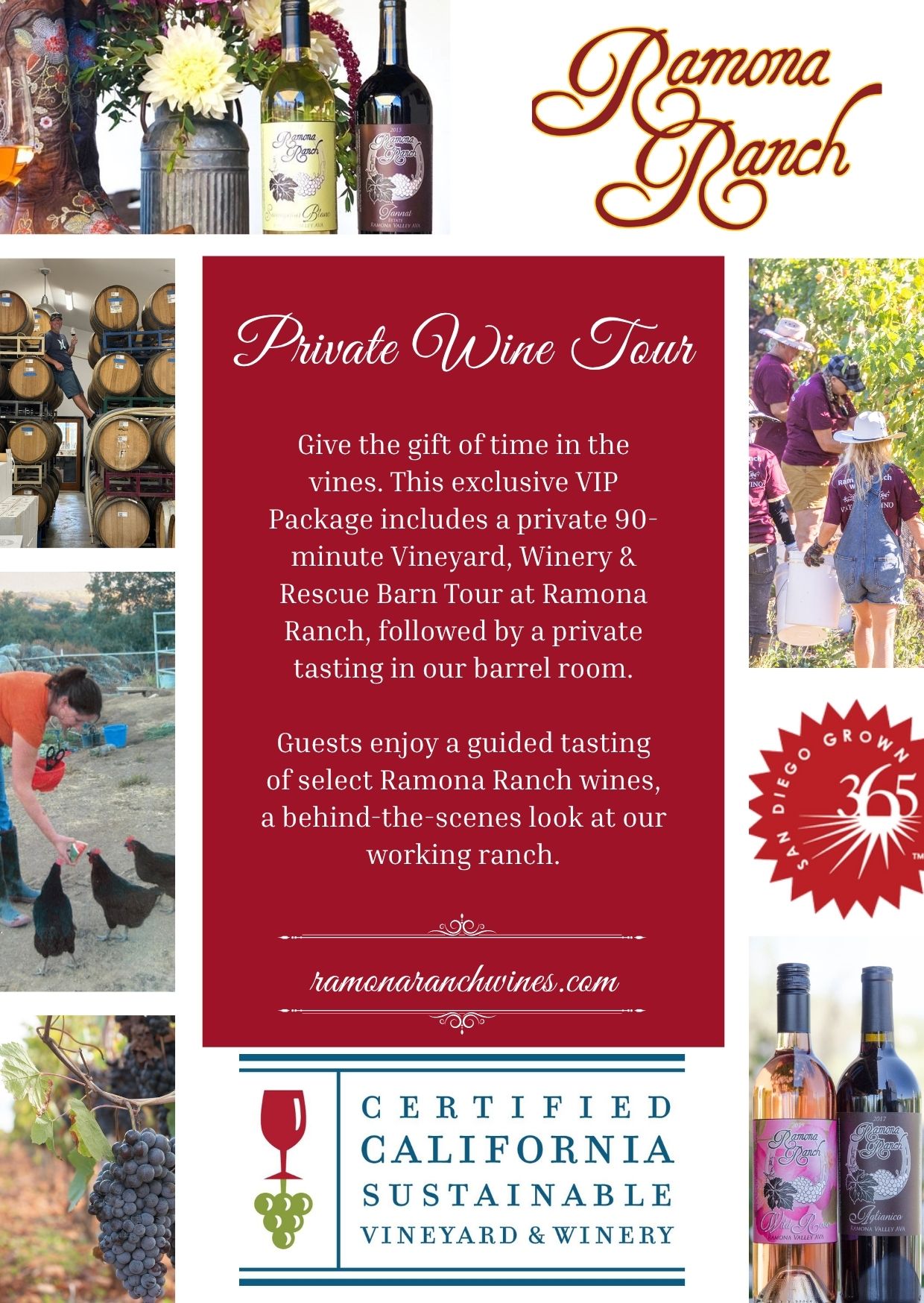 Holiday VIP Wine Tasting & Tour Gift Package at Ramona Ranch Winery