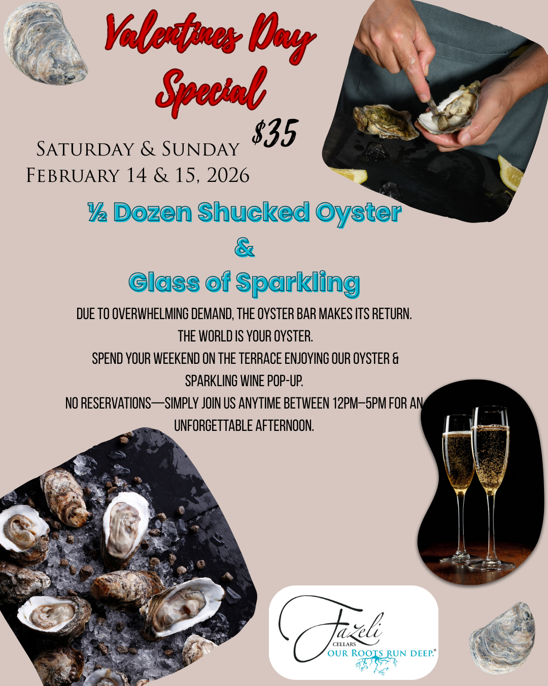 Valentines Day Pop-Up Dining Oysters & Sparkling