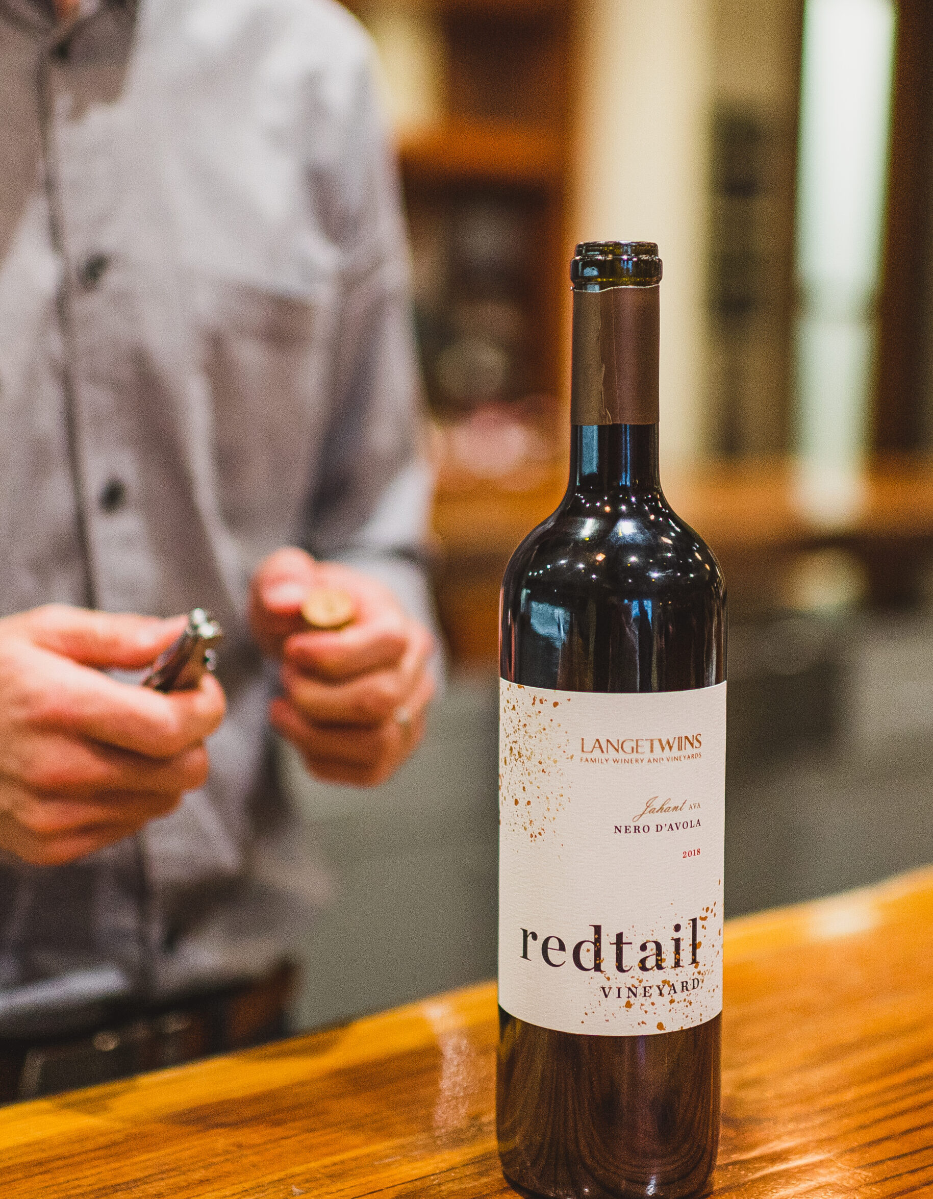 wine bottle at wine bar