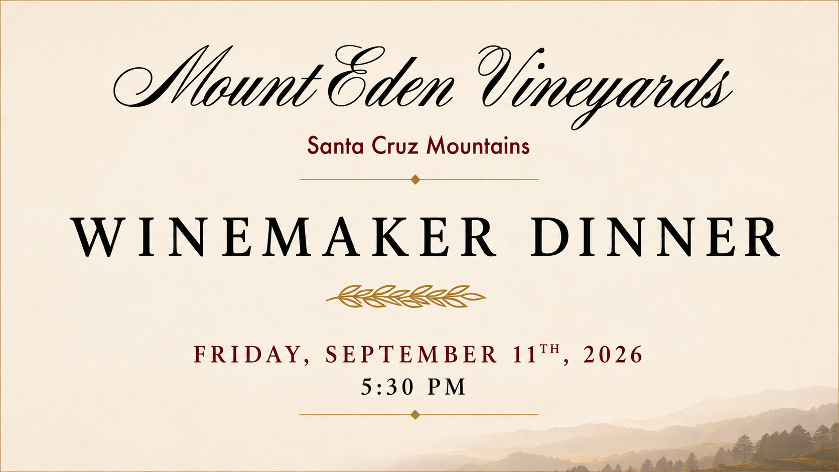 Winemaker Dinner at Mount Eden Vineyards